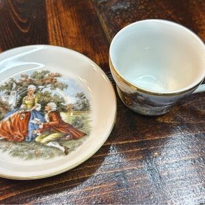 Vintage Demitasse tea Cup & Saucer – Courting Couple Scene